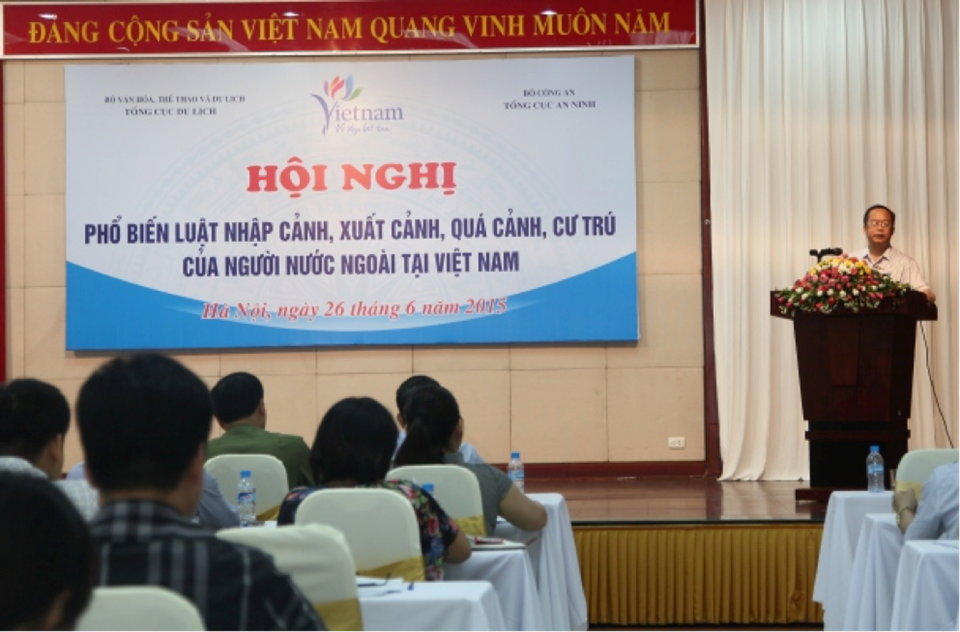 Toàn cảnh hội nghị Phổ biến Luật Nhập cảnh, xuất cảnh, quá cảnh, cư trú của người nước ngoài tại Việt Nam